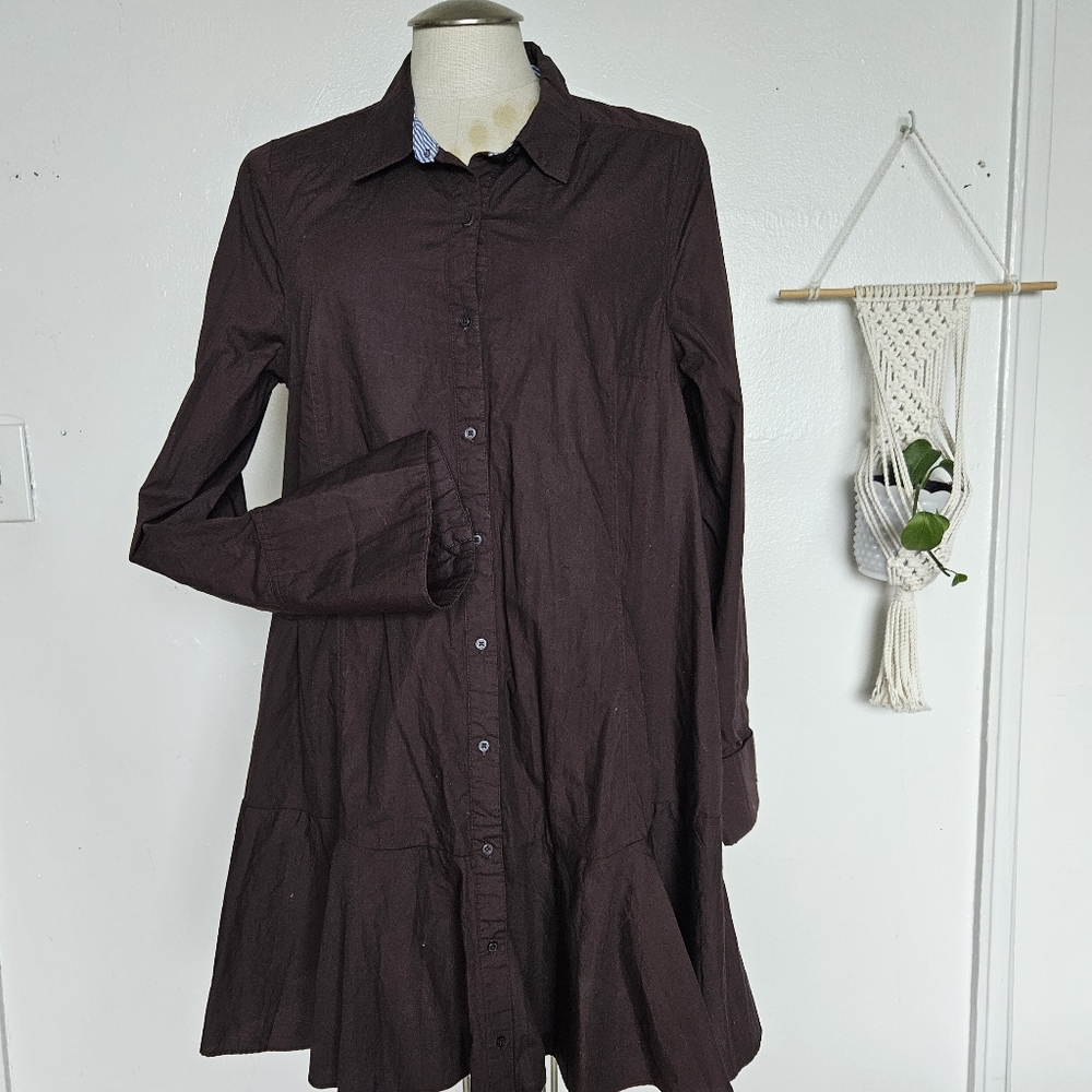 Free Peope Button Up Shirt Dress Tunic XL